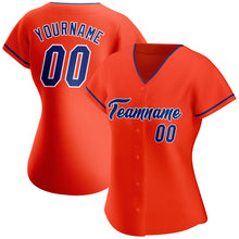 Load image into Gallery viewer, Custom Orange Royal-White Authentic Baseball Jersey
