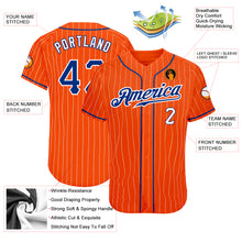 Laden Sie das Bild in den Galerie-Viewer, Custom Orange White Pinstripe Royal-White Authentic Baseball Jersey
