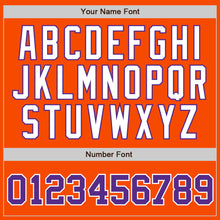 Load image into Gallery viewer, Custom Orange White Pinstripe Purple-White Authentic Baseball Jersey
