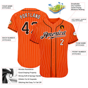 Custom Orange White Pinstripe Brown-White Authentic Baseball Jersey