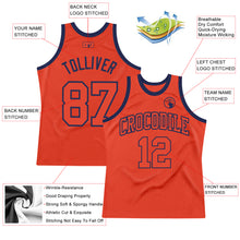 Load image into Gallery viewer, Custom Orange Orange-Navy Authentic Throwback Basketball Jersey
