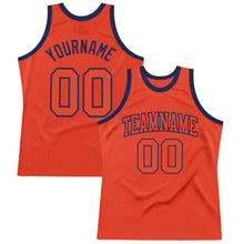 Laden Sie das Bild in den Galerie-Viewer, Custom Orange Orange-Navy Authentic Throwback Basketball Jersey
