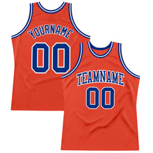 Laden Sie das Bild in den Galerie-Viewer, Custom Orange Royal-White Authentic Throwback Basketball Jersey
