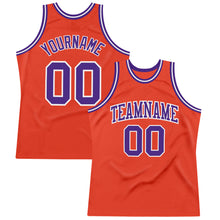 Laden Sie das Bild in den Galerie-Viewer, Custom Orange Purple-White Authentic Throwback Basketball Jersey
