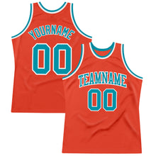 Load image into Gallery viewer, Custom Orange Teal-White Authentic Throwback Basketball Jersey
