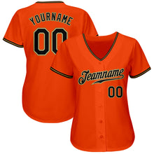 Laden Sie das Bild in den Galerie-Viewer, Custom Orange Black-Old Gold Authentic Baseball Jersey
