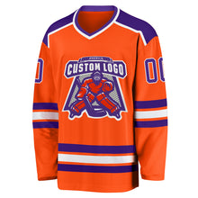Laden Sie das Bild in den Galerie-Viewer, Custom Orange Purple-White Hockey Jersey
