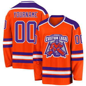 Custom Orange Purple-White Hockey Jersey