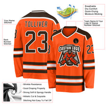 Laden Sie das Bild in den Galerie-Viewer, Custom Orange Brown-White Hockey Jersey
