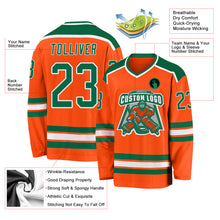 Laden Sie das Bild in den Galerie-Viewer, Custom Orange Kelly Green-White Hockey Jersey
