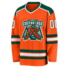 Laden Sie das Bild in den Galerie-Viewer, Custom Orange White-Green Hockey Jersey
