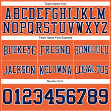 Load image into Gallery viewer, Custom Stitched Orange Navy-White Football Pullover Sweatshirt Hoodie
