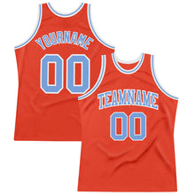 Laden Sie das Bild in den Galerie-Viewer, Custom Orange Light Blue-White Authentic Throwback Basketball Jersey
