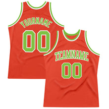 Laden Sie das Bild in den Galerie-Viewer, Custom Orange Neon Green-White Authentic Throwback Basketball Jersey
