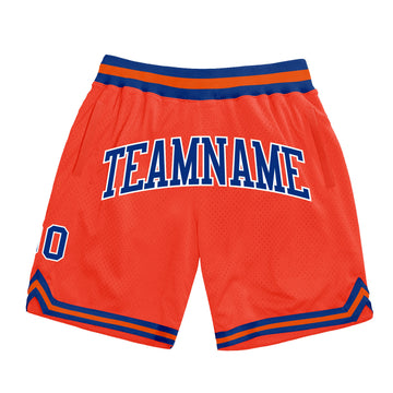 Custom Orange Royal-White Authentic Throwback Basketball Shorts