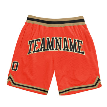 Custom Orange Black Cream-Old Gold Authentic Throwback Basketball Shorts