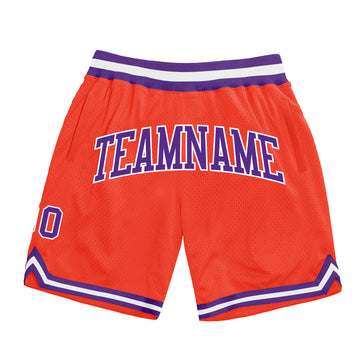 Custom Orange Purple-White Authentic Throwback Basketball Shorts