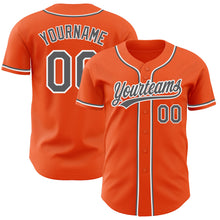 Load image into Gallery viewer, Custom Orange Steel Gray-White Authentic Baseball Jersey
