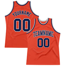 Laden Sie das Bild in den Galerie-Viewer, Custom Orange Navy-Gray Authentic Throwback Basketball Jersey
