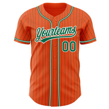 Laden Sie das Bild in den Galerie-Viewer, Custom Orange Kelly Green Pinstripe Kelly Green-White Authentic Baseball Jersey
