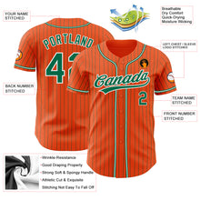 Load image into Gallery viewer, Custom Orange Kelly Green Pinstripe Kelly Green-White Authentic Baseball Jersey
