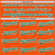 Laden Sie das Bild in den Galerie-Viewer, Custom Orange Kelly Green Pinstripe Kelly Green-White Authentic Baseball Jersey
