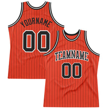 Laden Sie das Bild in den Galerie-Viewer, Custom Orange Black Pinstripe Black-White Authentic Basketball Jersey
