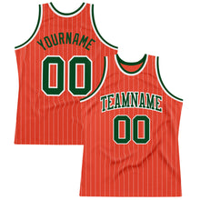 Laden Sie das Bild in den Galerie-Viewer, Custom Orange White Pinstripe Green Authentic Basketball Jersey
