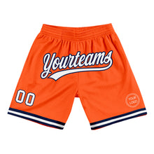 Load image into Gallery viewer, Custom Orange White-Navy Authentic Throwback Basketball Shorts
