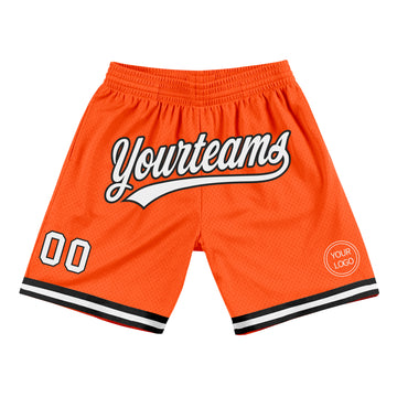 Custom Orange White-Black Authentic Throwback Basketball Shorts