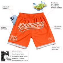 Laden Sie das Bild in den Galerie-Viewer, Custom Orange White-Gray Authentic Throwback Basketball Shorts
