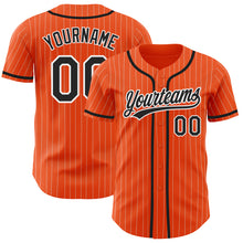 Laden Sie das Bild in den Galerie-Viewer, Custom Orange White Pinstripe Black Authentic Baseball Jersey
