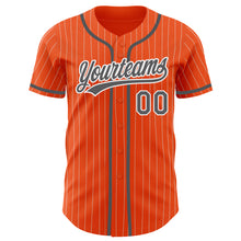 Laden Sie das Bild in den Galerie-Viewer, Custom Orange White Pinstripe Steel Gray Authentic Baseball Jersey
