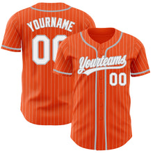 Laden Sie das Bild in den Galerie-Viewer, Custom Orange White Pinstripe Gray Authentic Baseball Jersey
