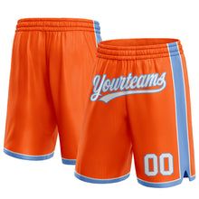 Load image into Gallery viewer, Custom Orange White-Light Blue Authentic Basketball Shorts

