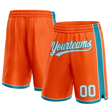 Load image into Gallery viewer, Custom Orange White-Teal Authentic Basketball Shorts
