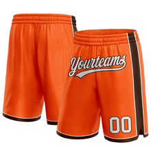 Laden Sie das Bild in den Galerie-Viewer, Custom Orange White-Brown Authentic Basketball Shorts
