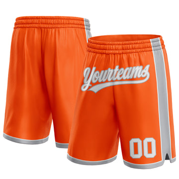 Custom Orange White-Gray Authentic Basketball Shorts