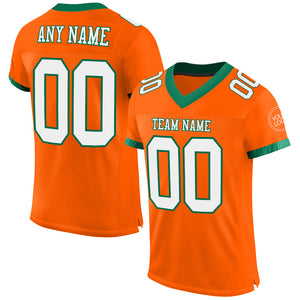 Custom Orange White-Kelly Green Mesh Authentic Football Jersey