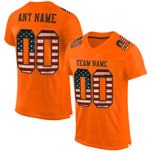 Load image into Gallery viewer, Custom Orange Vintage USA Flag-Black Mesh Authentic Football Jersey
