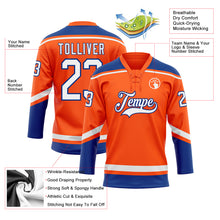 Load image into Gallery viewer, Custom Orange White-Royal Hockey Lace Neck Jersey
