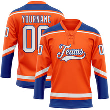Charger l&#39;image dans la galerie, Custom Orange White-Royal Hockey Lace Neck Jersey
