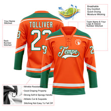 Laden Sie das Bild in den Galerie-Viewer, Custom Orange White-Kelly Green Hockey Lace Neck Jersey
