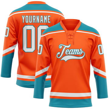 Custom Orange Orange-Black Hockey Jersey Women's Size:M