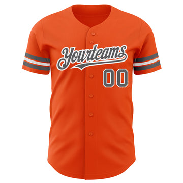 Custom Orange Steel Gray-White Authentic Baseball Jersey