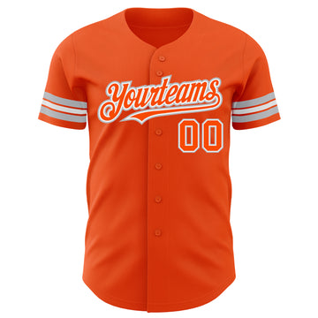 Custom Orange White-Gray Authentic Baseball Jersey
