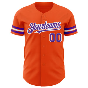 Custom Orange Purple-White Authentic Baseball Jersey