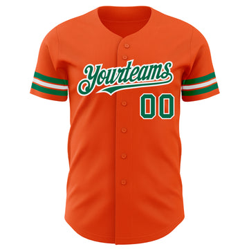 Custom Orange Kelly Green-White Authentic Baseball Jersey