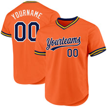 Load image into Gallery viewer, Custom Orange Navy-White Authentic Throwback Baseball Jersey
