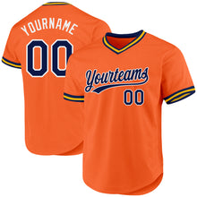 Laden Sie das Bild in den Galerie-Viewer, Custom Orange Navy-White Authentic Throwback Baseball Jersey
